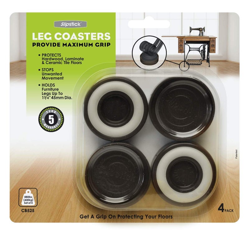 Slipstick CB525 1-3/4" Furniture Leg Coaster Cups / Floor Protectors (set of 4) Round, Chocolate Color - Image 1